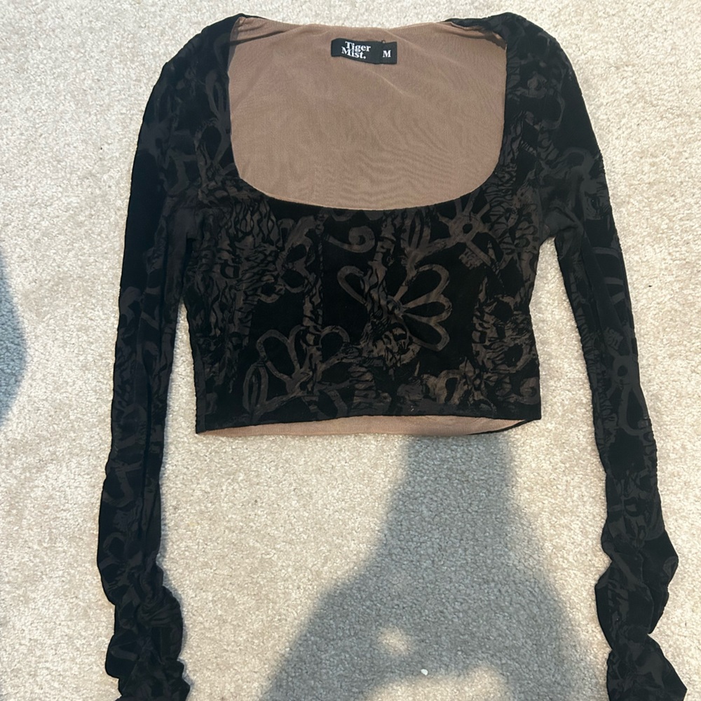 Tiger Mist Black Floral Long Sleeve Top